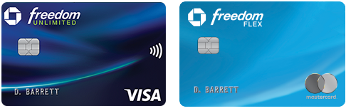 Chase Freedom Unlimited (Registered Trademark) credit card. Chase Freedom Flex(Service Trademark) credit card