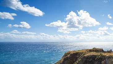 Aerial view of the ocean from a cliff