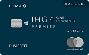 Clickable card art links to IHG One Rewards Premier Business Credit Card product page
