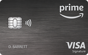 Clickable card art links to Amazon Prime Rewards Visa Signature Card product page