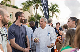Chef Eric Ripert speaks with Marriott Bonvoy Cardmembers during the Cayman Cookout 2023 welcome reception