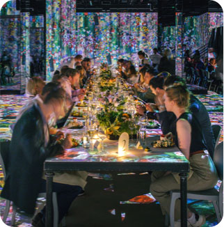 Marriott Bonvoy cardmembers at the Hall des Lumieres Immersive Art & Dining Experience