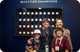 Marriott Bonvoy Cardmembers in front of a display in the Hall of Fame