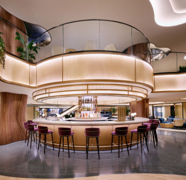 A bar at a Chase Sapphire Airport Lounge