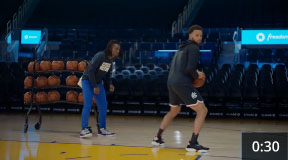 Video thumbnail of Stephen Curry practicing on a basketball court in front of a Chase Freedom Unlimited ad
