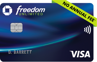 Chase Freedom Unlimited Credit Card. NO ANNUAL FEE. VISA
