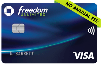 Chase Freedom Unlimited Credit Card. NO ANNUAL FEE. Contactless icon. VISA