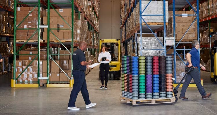People working in a warehouse