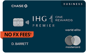 Clickable card art links to IHG One Rewards Premier Business Credit Card product page