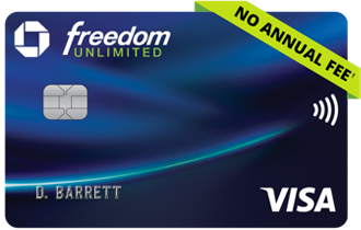 Chase Freedom Unlimited Credit Card. NO ANNUAL FEE. Contactless icon. VISA