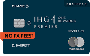 Clickable card art links to IHG One Rewards Premier Business Credit Card product page