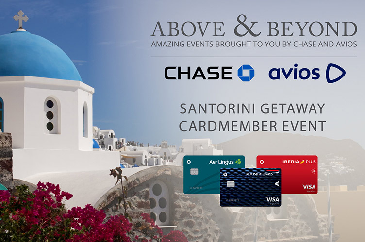Blue-domed building in Santorini with Chase and Avios 