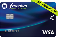 Chase Freedom Unlimited Credit Card. NO ANNUAL FEE. VISA