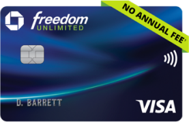 Chase Freedom Unlimited Credit Card. NO ANNUAL FEE. VISA