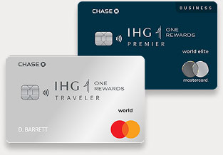 IHG One Rewards Traveler Credit Card art and IHG One Rewards Premier Business Credit Card art