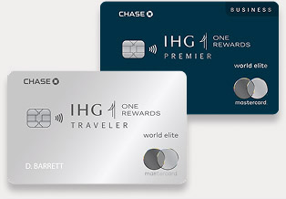 IHG One Rewards Traveler Credit Card art and IHG One Rewards Premier Business Credit Card art