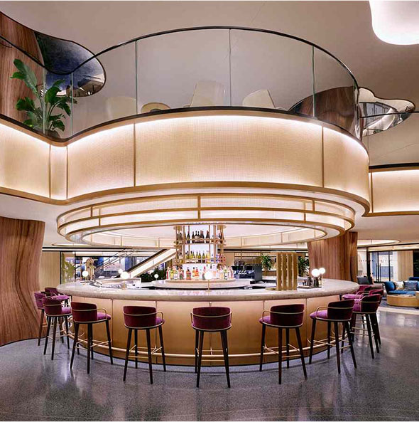 Circular upperclass bar at a lounge