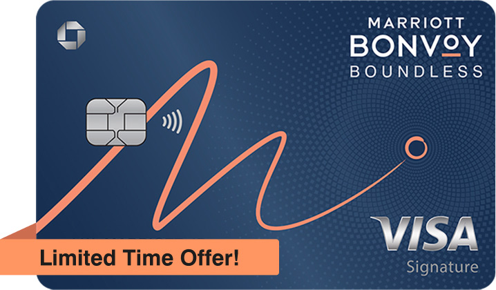 MARRIOTT BONVOY BOUNDLESS Credit Card. Contactless icon. VISA Signature. Limited Time Offer!