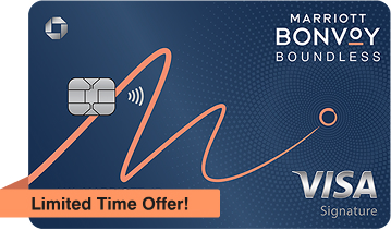 MARRIOTT BONVOY BOUNDLESS Credit Card. Contactless icon. VISA Signature. Limited Time Offer!