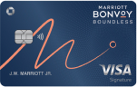 MARRIOTT BONVOY BOUNDLESS Credit Card. Contactless icon. VISA Signature.