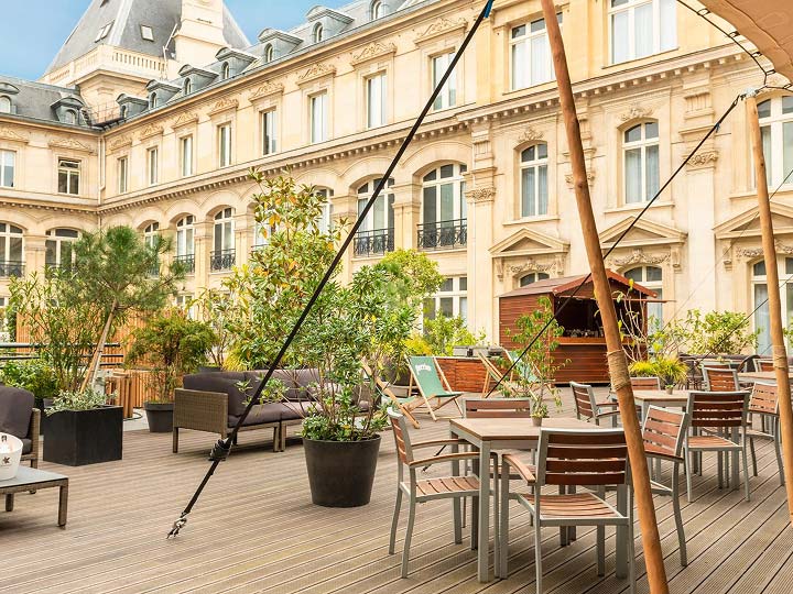 Outdoor terrace at Crowne Plaza Paris République in Paris, France