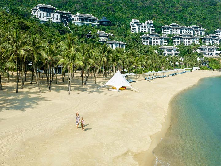 Private beach and hillside villas at InterContinental Danang Sun Peninsula Resort