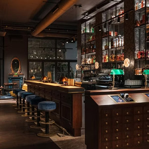 Hotel bar interior at Ruby Stella Hotel London