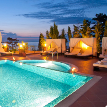 Infinity pool overlooking the ocean at a resort