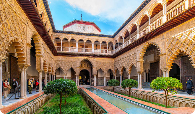 Historic building and plaza in Spain.