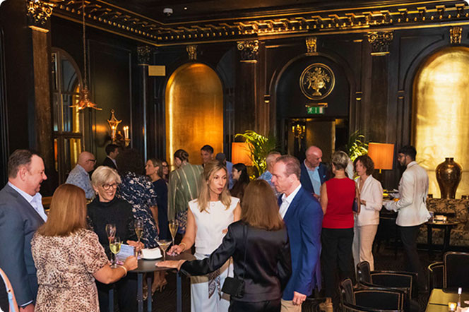 Guests socializing at elegant reception