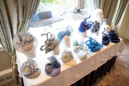 Blue Decorative hats on display table