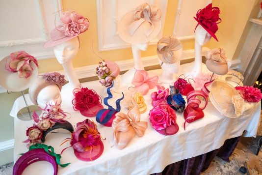 Floral fascinator display table
