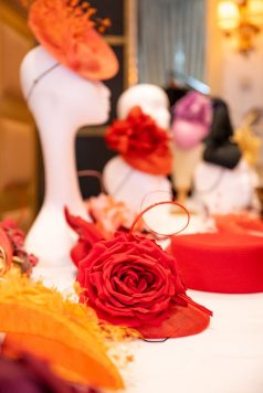 Red floral centerpiece detail