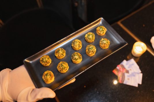 Passed savory appetizers at reception