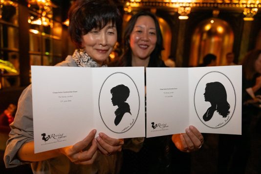 Guests displaying silhouette artwork