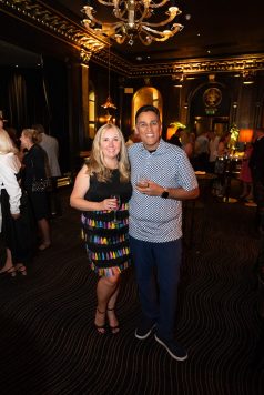 Guests posing at evening reception