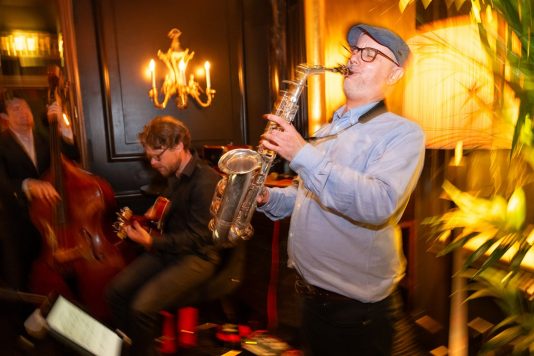 Musician playing saxophone