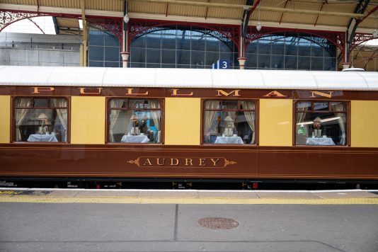 British Pullman train at station platform