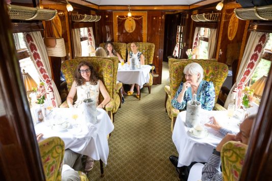 Guests enjoying onboard luncheon