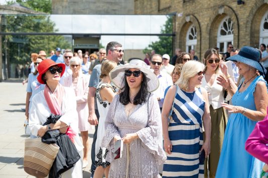 Guests enjoying walking tour through Bath