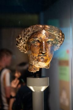 Roman sculpture head exhibit
