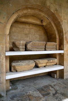 Roman stone artifacts on display
