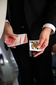 Magician performing card trick
