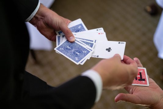 Magician performing close-up magic