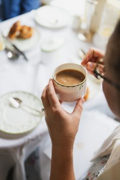 Coffee served aboard train