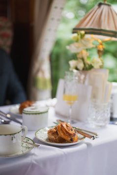 Table setting aboard train