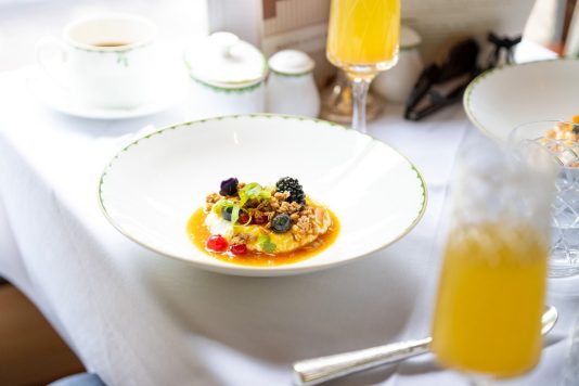 Gourmet food served aboard train