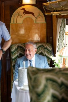 Passenger seated aboard luxury train