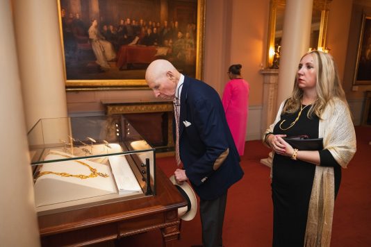 Guests viewing museum exhibit