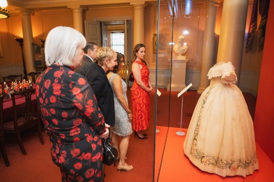 Guests viewing royal exhibit